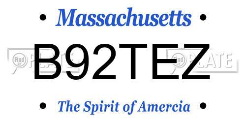 B92TEZ Massachusetts License Plate