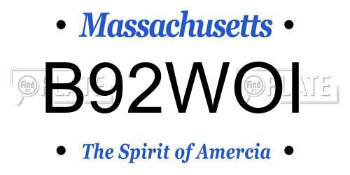 B92WOI Massachusetts License Plate