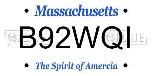 B92WQI Massachusetts License Plate