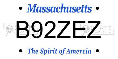 B92ZEZ Massachusetts License Plate