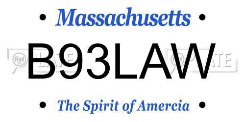 B93LAW Massachusetts License Plate