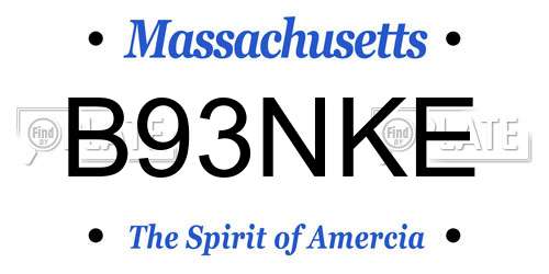 B93NKE Massachusetts License Plate