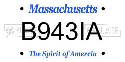 B943IA Massachusetts License Plate