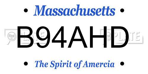 B94AHD Massachusetts License Plate