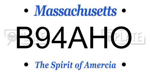 B94AHO Massachusetts License Plate