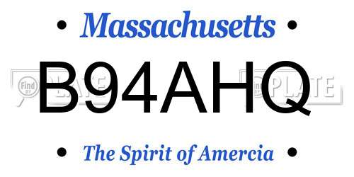 B94AHQ Massachusetts License Plate