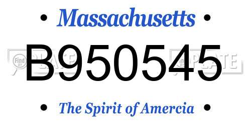 B950545 Massachusetts License Plate