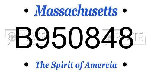 B950848 Massachusetts License Plate