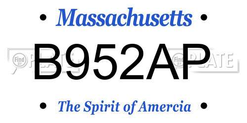 B952AP Massachusetts License Plate