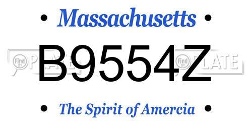 B9554Z Massachusetts License Plate