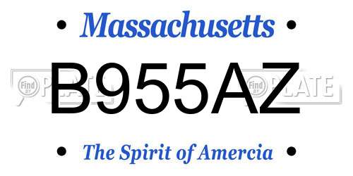 B955AZ Massachusetts License Plate
