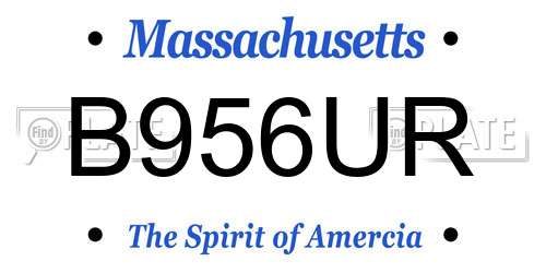 B956UR Massachusetts License Plate