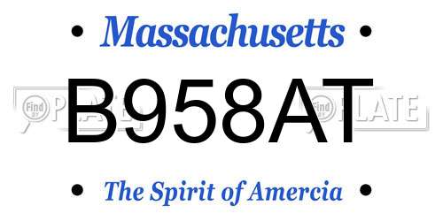 B958AT Massachusetts License Plate