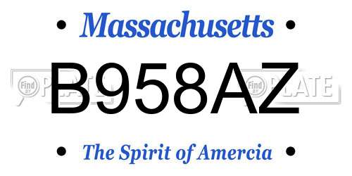 B958AZ Massachusetts License Plate