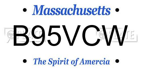 B95VCW Massachusetts License Plate