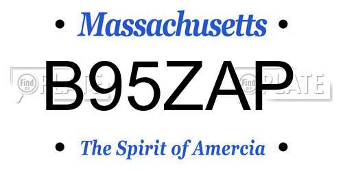 B95ZAP Massachusetts License Plate