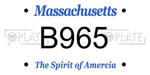 B965 Massachusetts License Plate