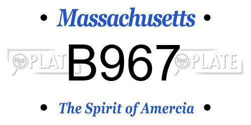 B967 Massachusetts License Plate