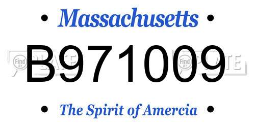 B971009 Massachusetts License Plate