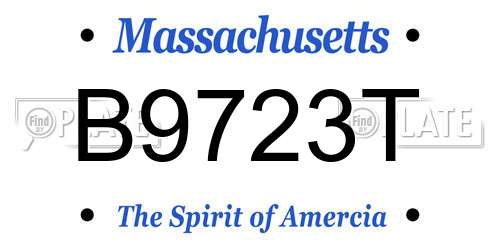 B9723T Massachusetts License Plate