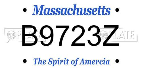 B9723Z Massachusetts License Plate