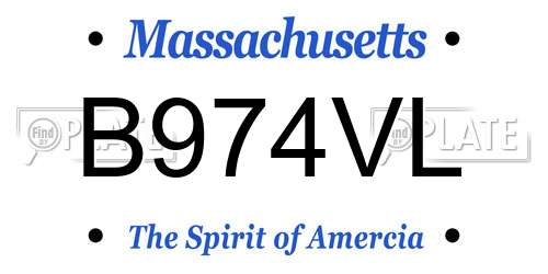 B974VL Massachusetts License Plate