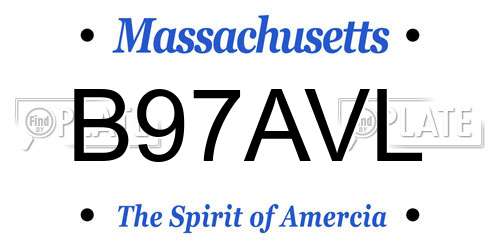 B97AVL Massachusetts License Plate