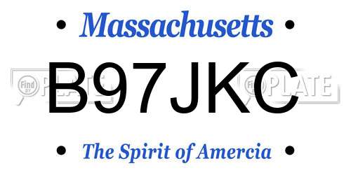 B97JKC Massachusetts License Plate