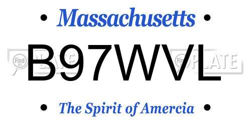 B97WVL Massachusetts License Plate