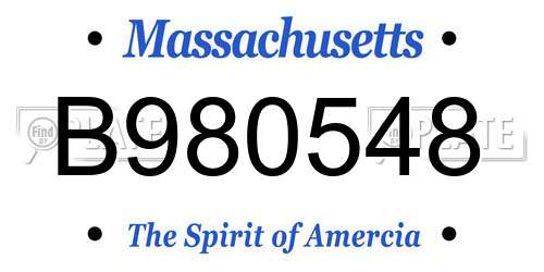 B980548 Massachusetts License Plate