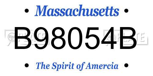 B98054B Massachusetts License Plate