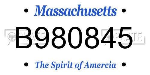 B980845 Massachusetts License Plate