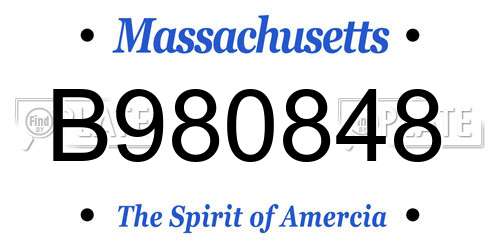 B980848 Massachusetts License Plate