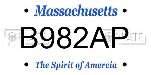 B982AP Massachusetts License Plate