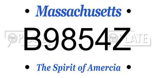 B9854Z Massachusetts License Plate