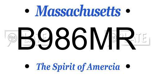 B986MR Massachusetts License Plate