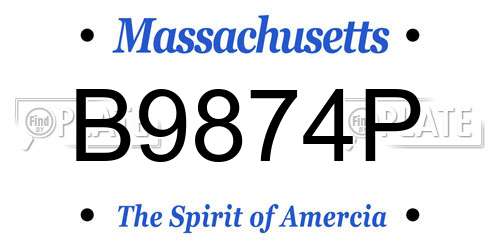 B9874P Massachusetts License Plate