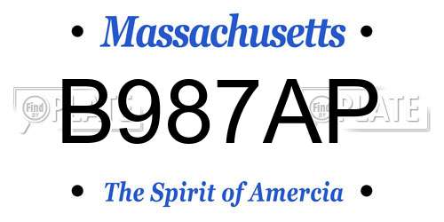 B987AP Massachusetts License Plate