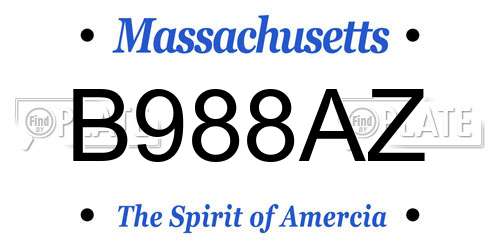 B988AZ Massachusetts License Plate