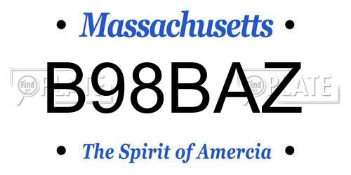B98BAZ Massachusetts License Plate