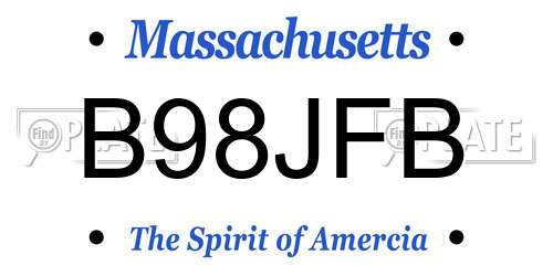 B98JFB Massachusetts License Plate