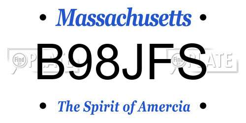 B98JFS Massachusetts License Plate