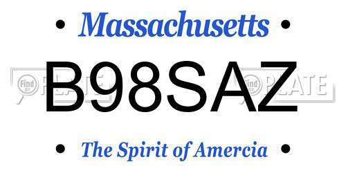 B98SAZ Massachusetts License Plate
