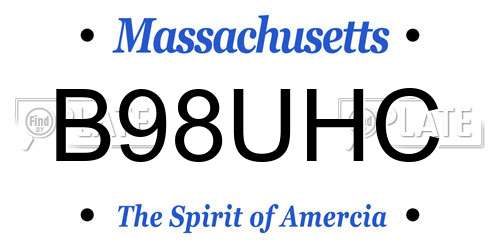 B98UHC Massachusetts License Plate