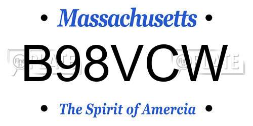 B98VCW Massachusetts License Plate
