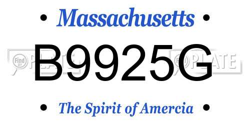B9925G Massachusetts License Plate
