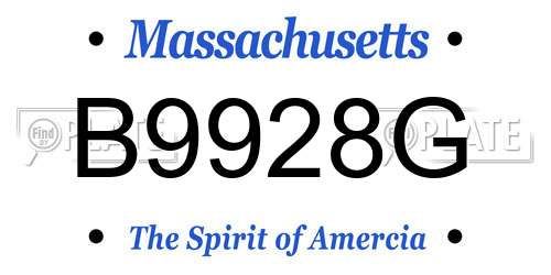 B9928G Massachusetts License Plate