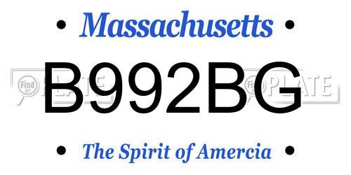 B992BG Massachusetts License Plate