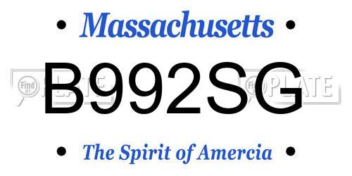 B992SG Massachusetts License Plate