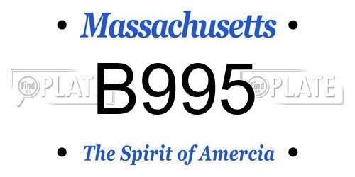 B995 Massachusetts License Plate